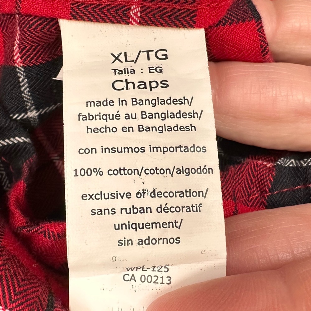 Chaps Red/Black Tartan Plaid Casual Button Down Shirt Size XL - Picture 4 of 7